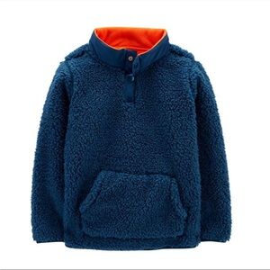 Boys Blue Sherpa Pullover with Orange Accents Boys size 8